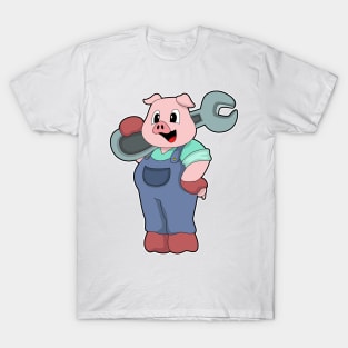 Pig as Mechanic with Wrench T-Shirt